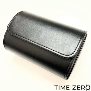 New Two Watch Black Leather Protective Watch Roll